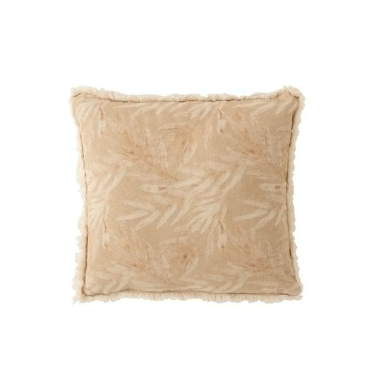 kussen met botanisch patroon - katoen-linnen - beige - 43x43 J-Line