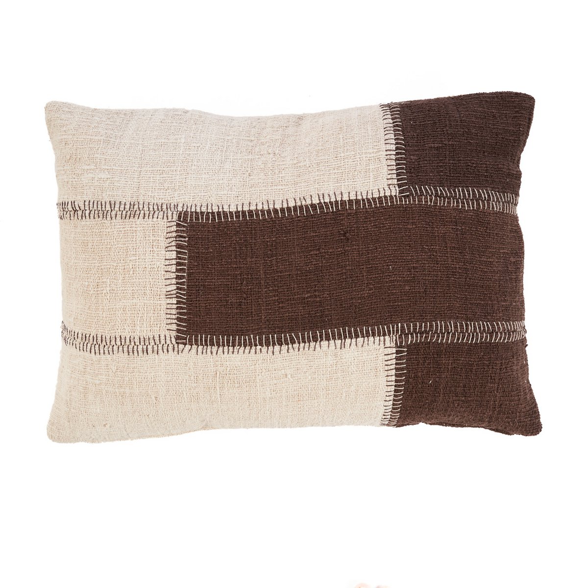 Kussenhoes met cacao-patchwork - natuurlijk bruin Bazar Bizar Living