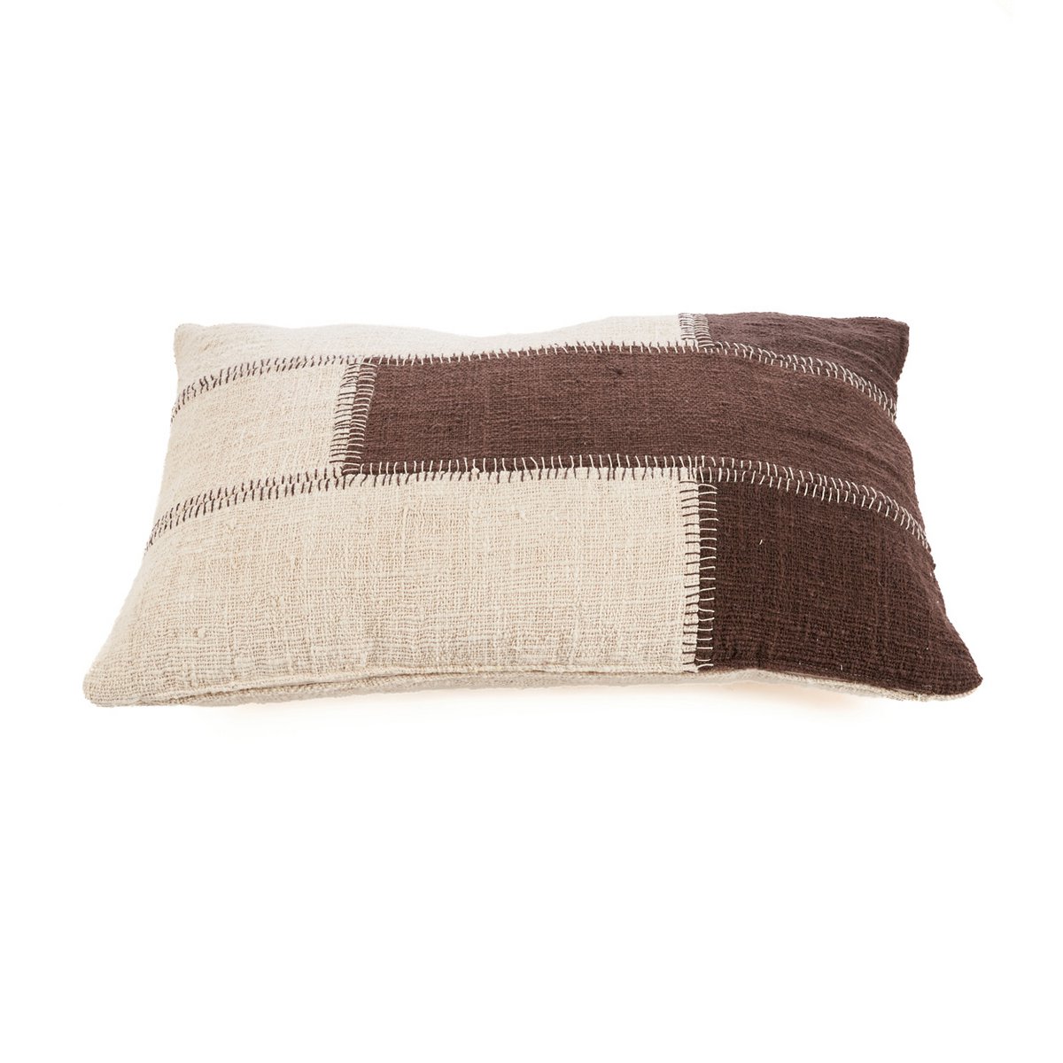 Kussenhoes met cacao-patchwork - natuurlijk bruin Bazar Bizar Living