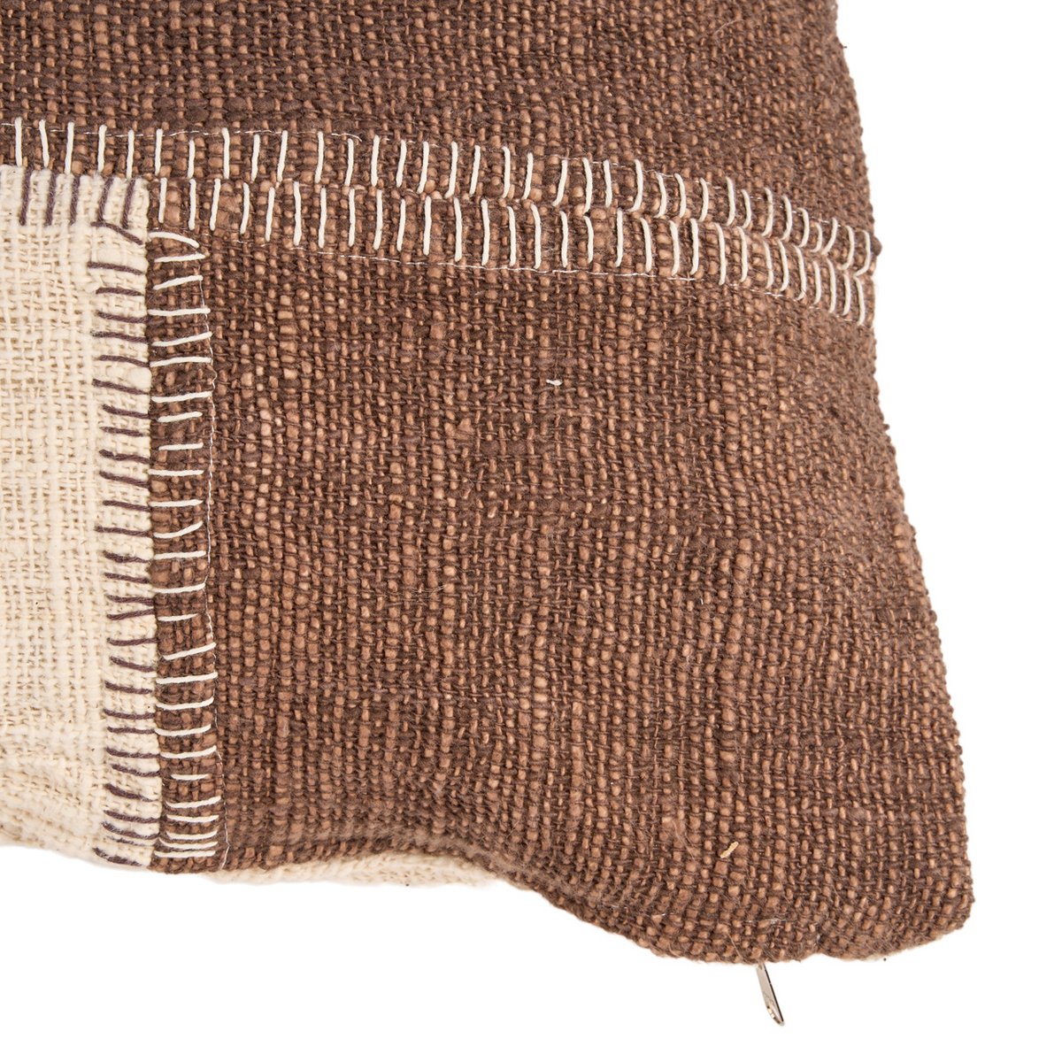 Kussenhoes met cacao-patchwork - natuurlijk bruin Bazar Bizar Living