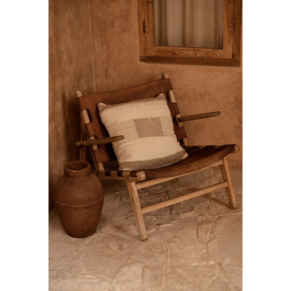 Kussenhoes met linnen draden - Wit naturel Bazar Bizar Living