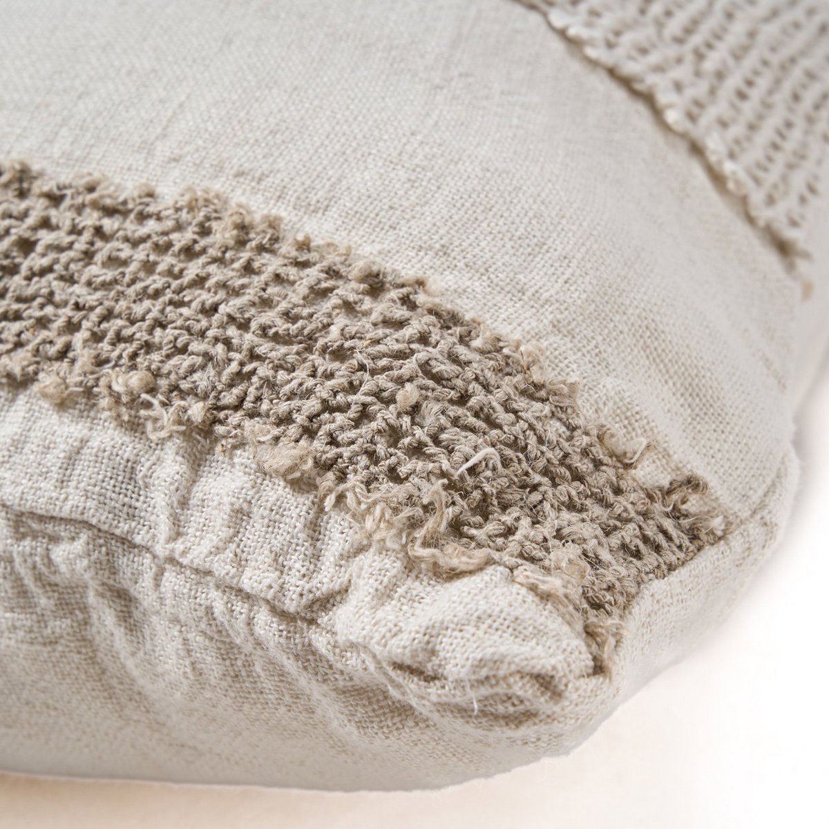 Kussenhoes met linnen draden - Wit naturel Bazar Bizar Living