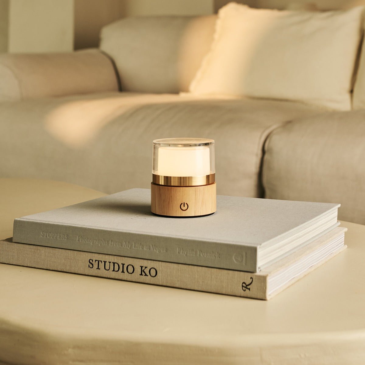 Leo Lichtbruine compacte oplaadbare lamp - hout, dimbaar licht Tavellio - Amsterdam