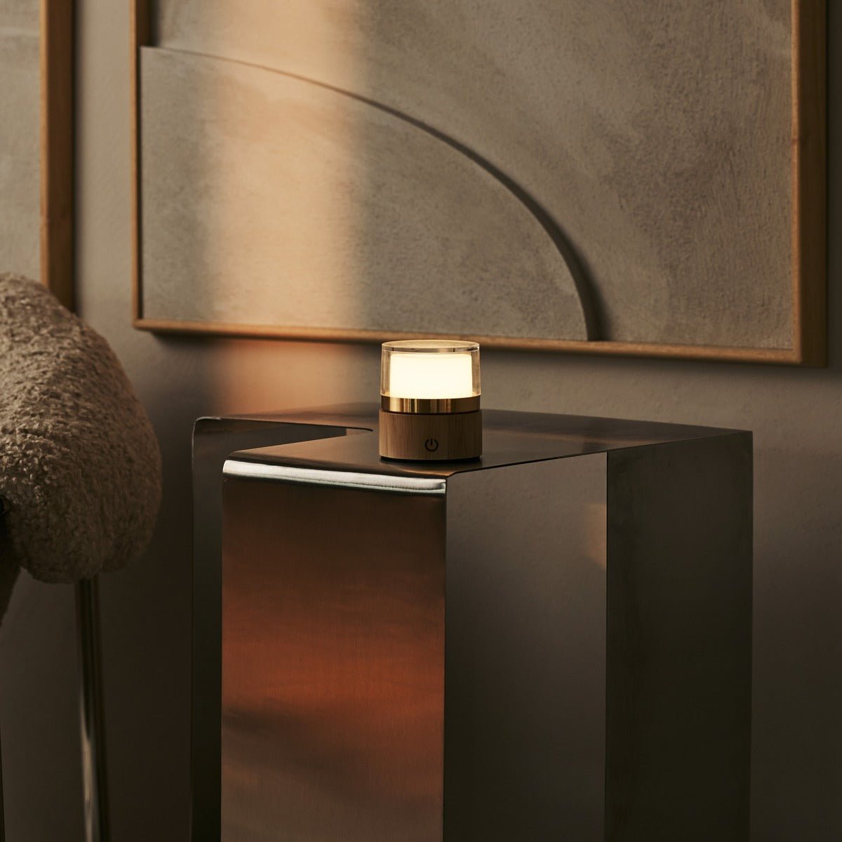 Leo Lichtbruine compacte oplaadbare lamp - hout, dimbaar licht Tavellio - Amsterdam