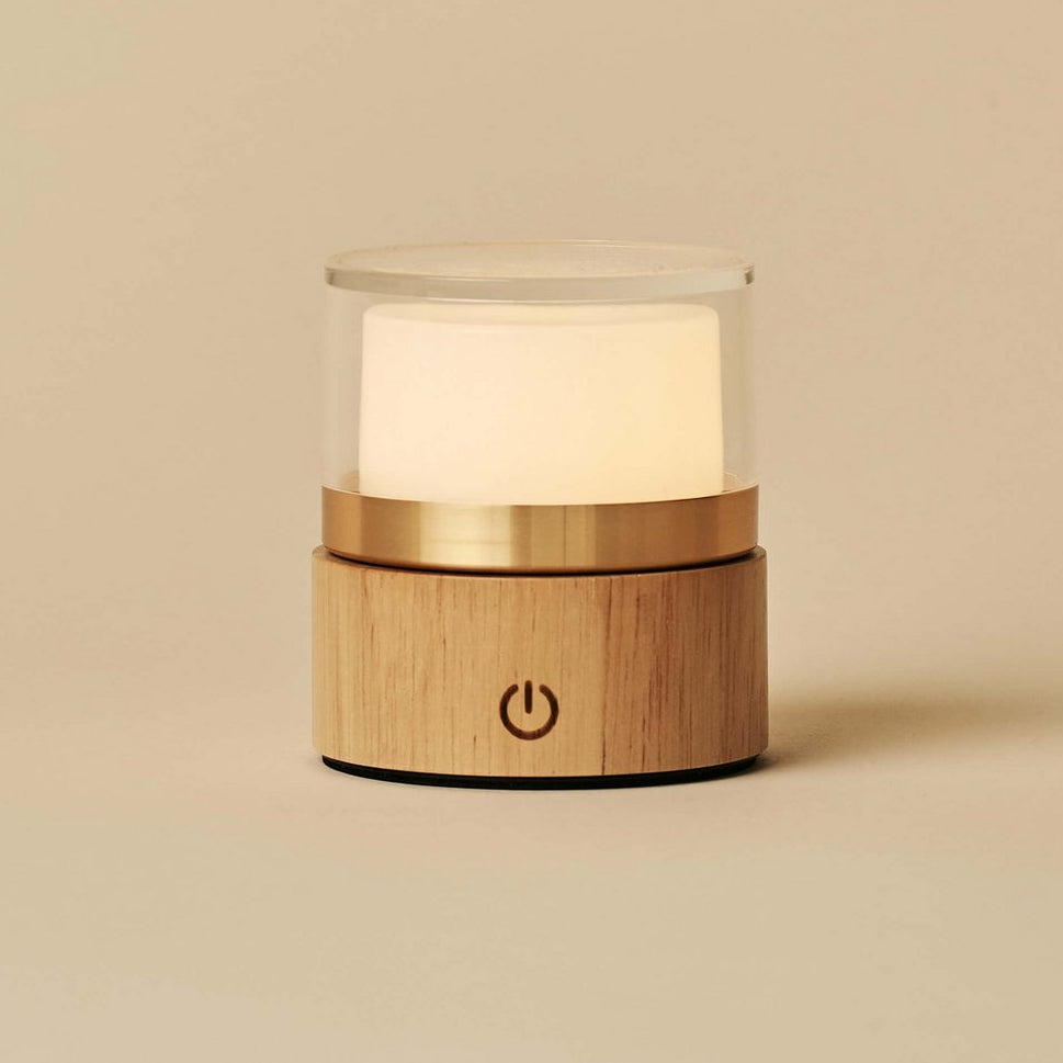 Leo Lichtbruine compacte oplaadbare lamp - hout, dimbaar licht Tavellio - Amsterdam