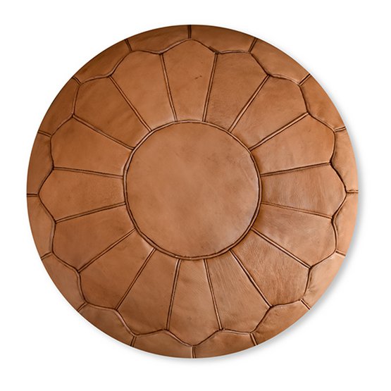 Leren poef - naturel bruin (XL) Poufs & Pillows
