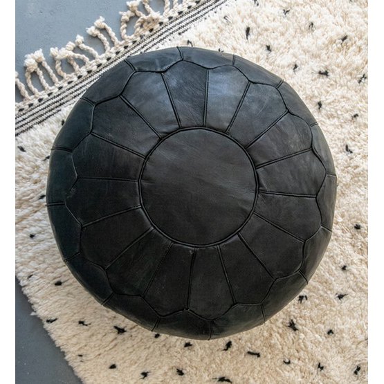 Leren poef - zwart (XL) Poufs & Pillows