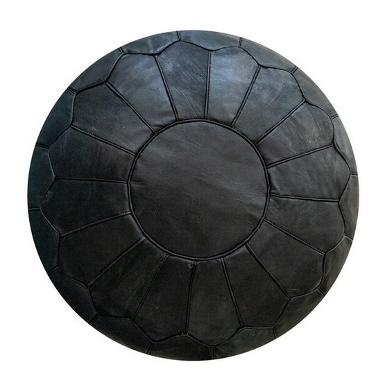 Leren poef - zwart (XL) Poufs & Pillows