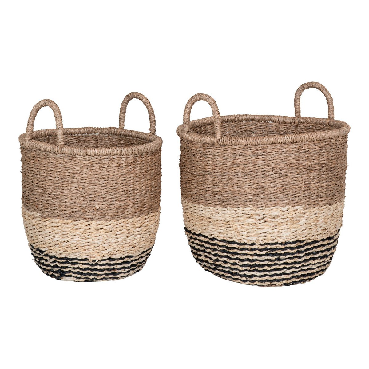 Lima Basket - Mand in zeegras, natuur/bruin/zwart, set van 2 House Nordic ApS