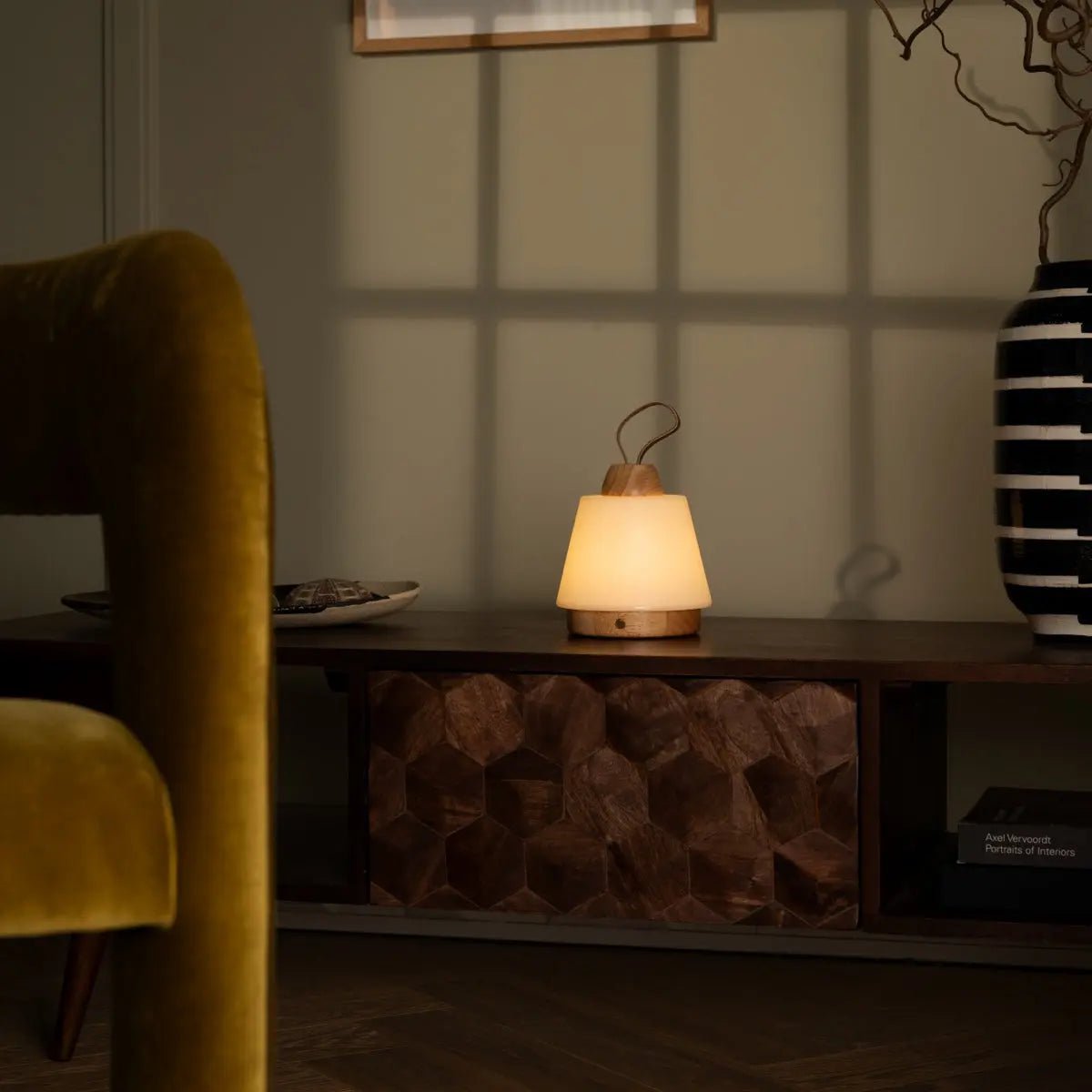 Liv lichtbruine oplaadbare lamp – lederen band, dimbaar, draadloos Tavellio - Amsterdam