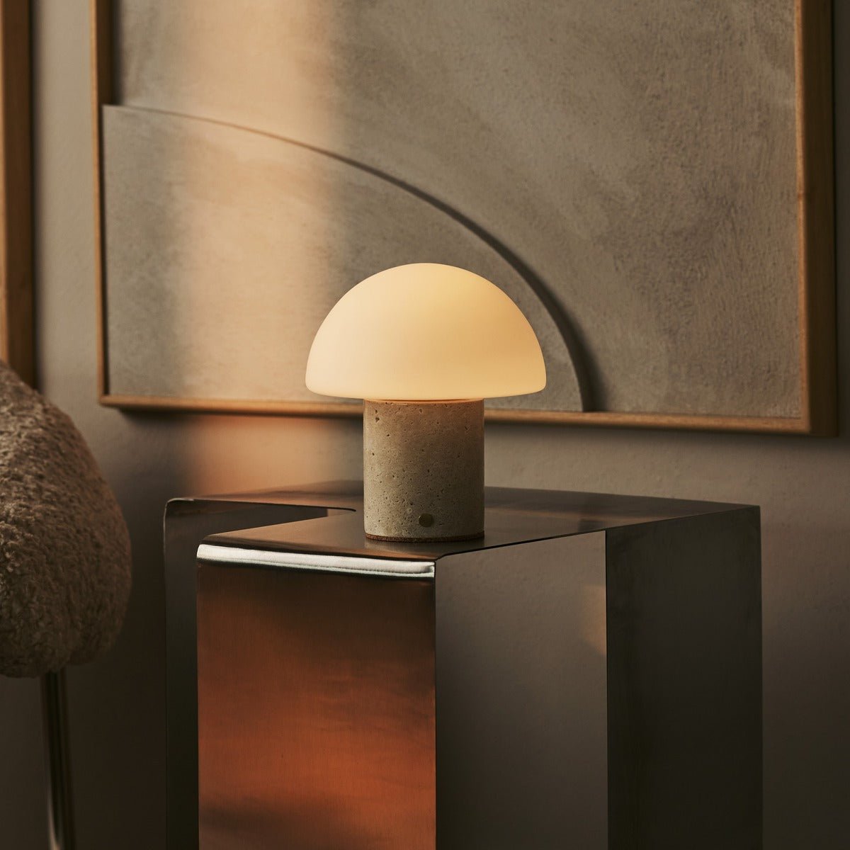 Maris Beige / Travertino Classico - Classic Travertine Oplaadbare tafellamp met 3 lichte kleuren en dimfunctie Tavellio - Amsterdam