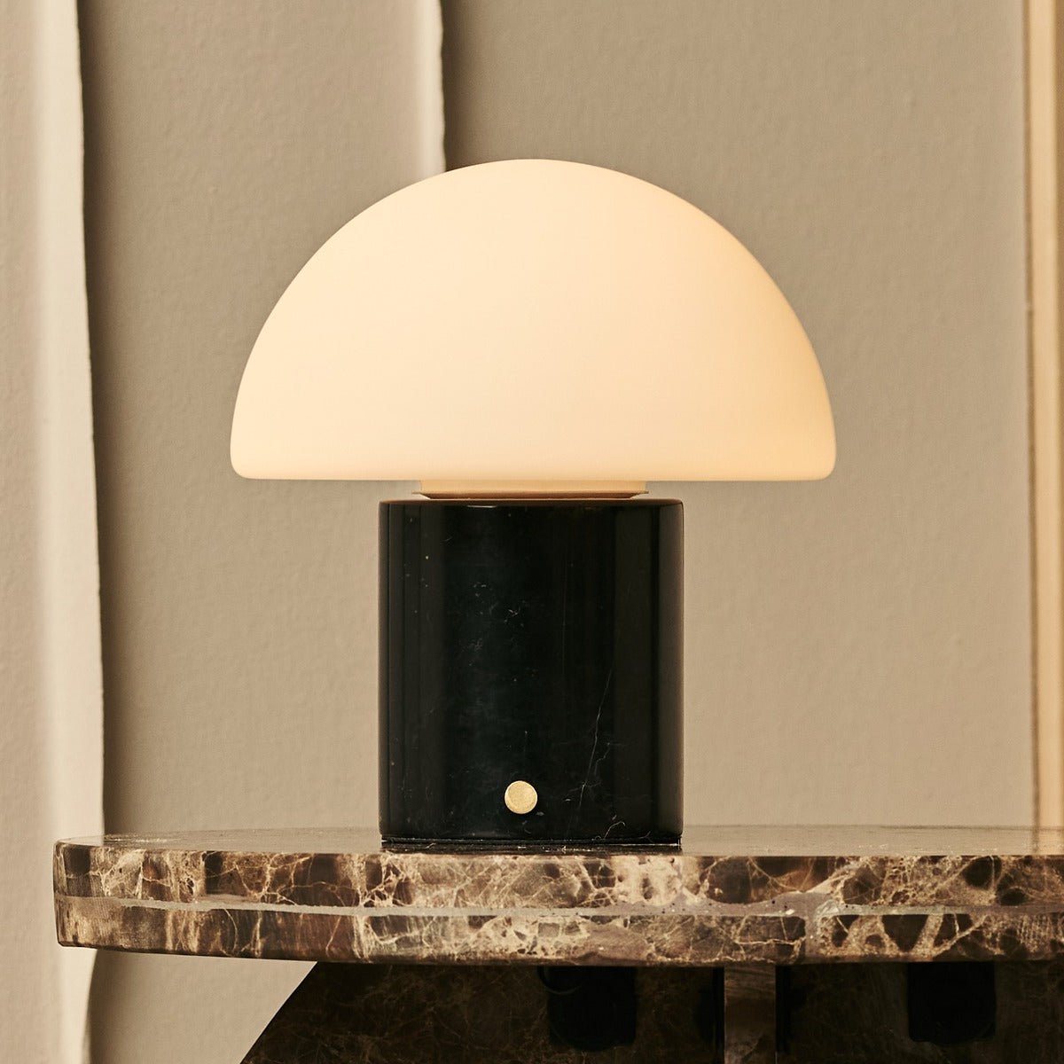 Maris Black / Nero Marquina - Klassiek oplaadbare marmeren tafellamp met 3 lichte kleuren en dimfunctie Tavellio - Amsterdam