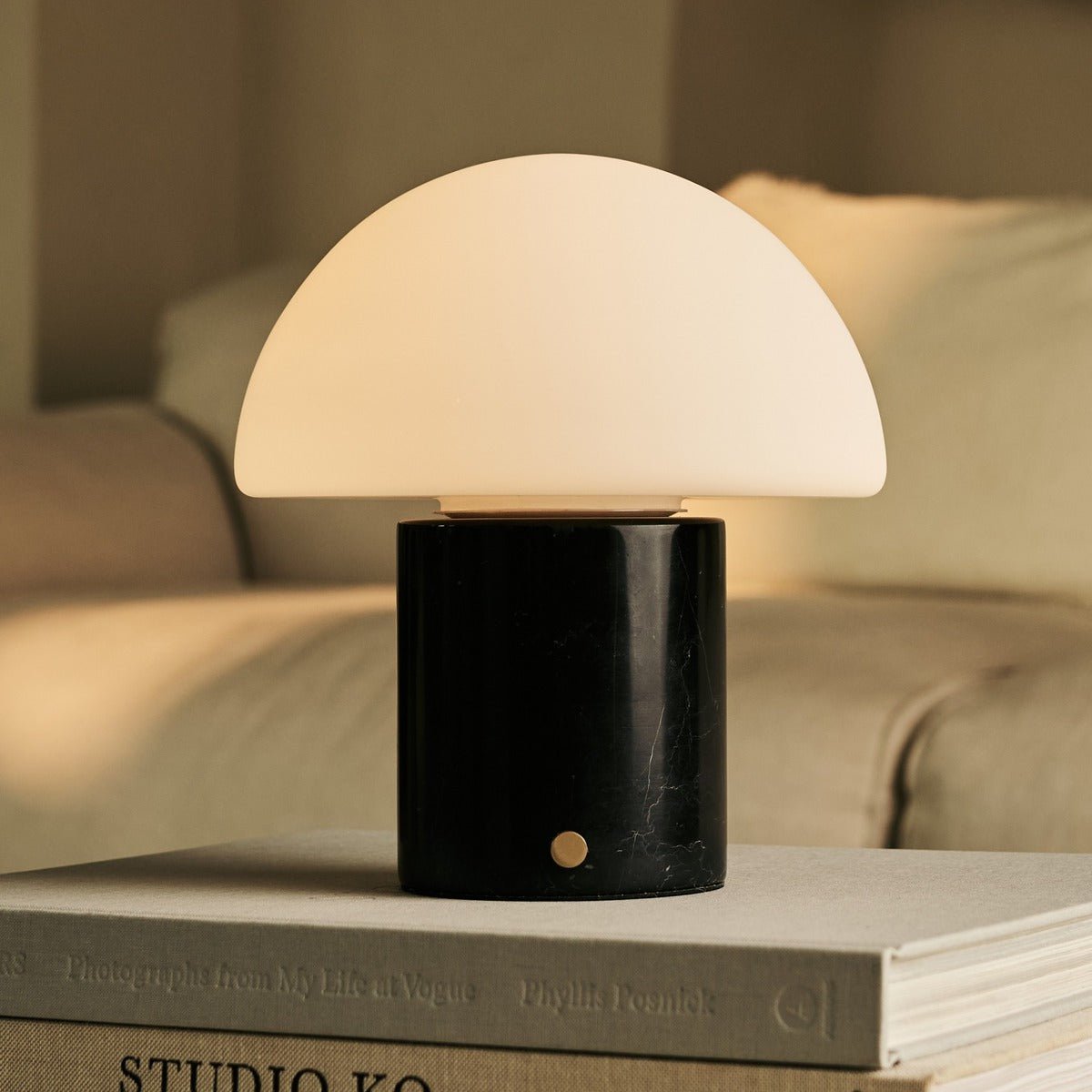 Maris Black / Nero Marquina - Klassiek oplaadbare marmeren tafellamp met 3 lichte kleuren en dimfunctie Tavellio - Amsterdam