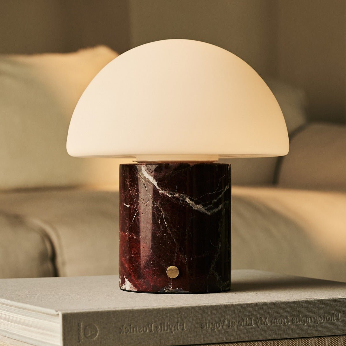 Maris Red / Rosso Levanto - Classic Marmeren oplaadbare tafellamp met 3 lichte kleuren en dimfunctie Tavellio - Amsterdam
