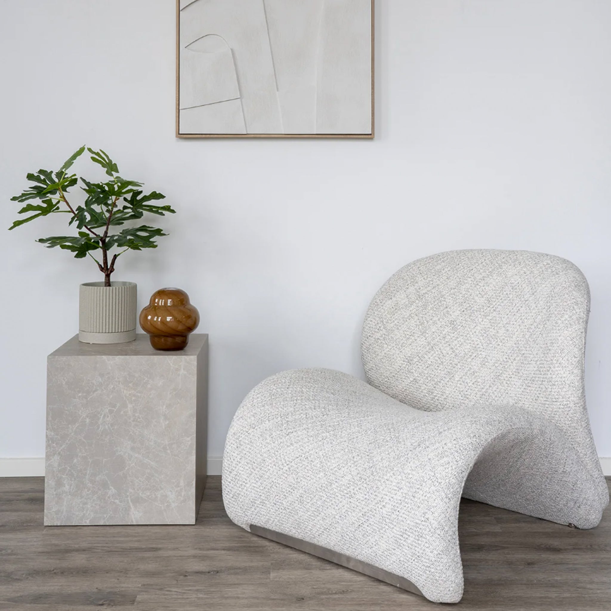 marmerlook sokkel-bijzettafel - beige 40x40x45 cm House Nordic ApS