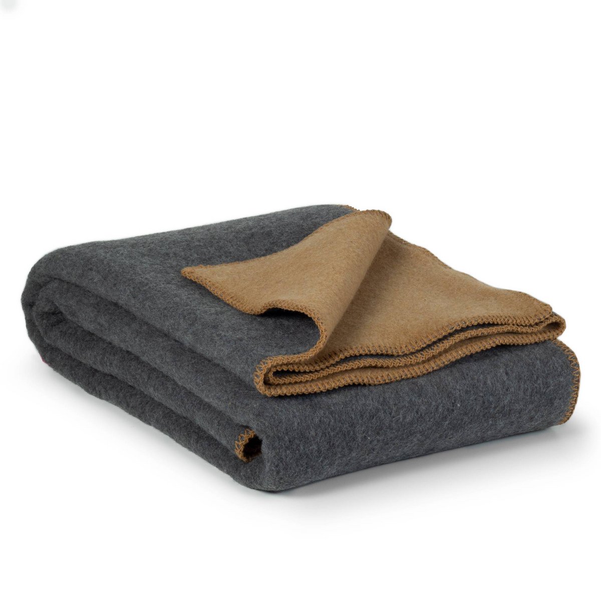 merino deken – premium kwaliteit met merinowol en nylon - donkergrijs - camelbruin MoST Blankets