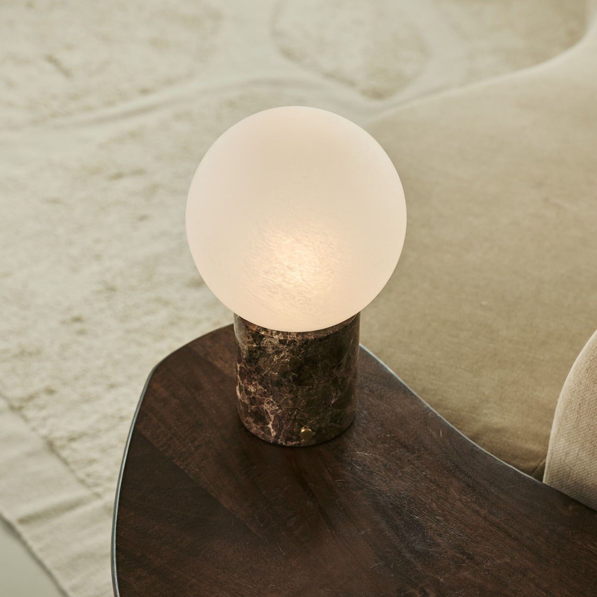 Metsu Brown / Emperador Dark - Classic Marmeren oplaadbare tafellamp met 3 lichte kleuren en dimfunctie Tavellio - Amsterdam