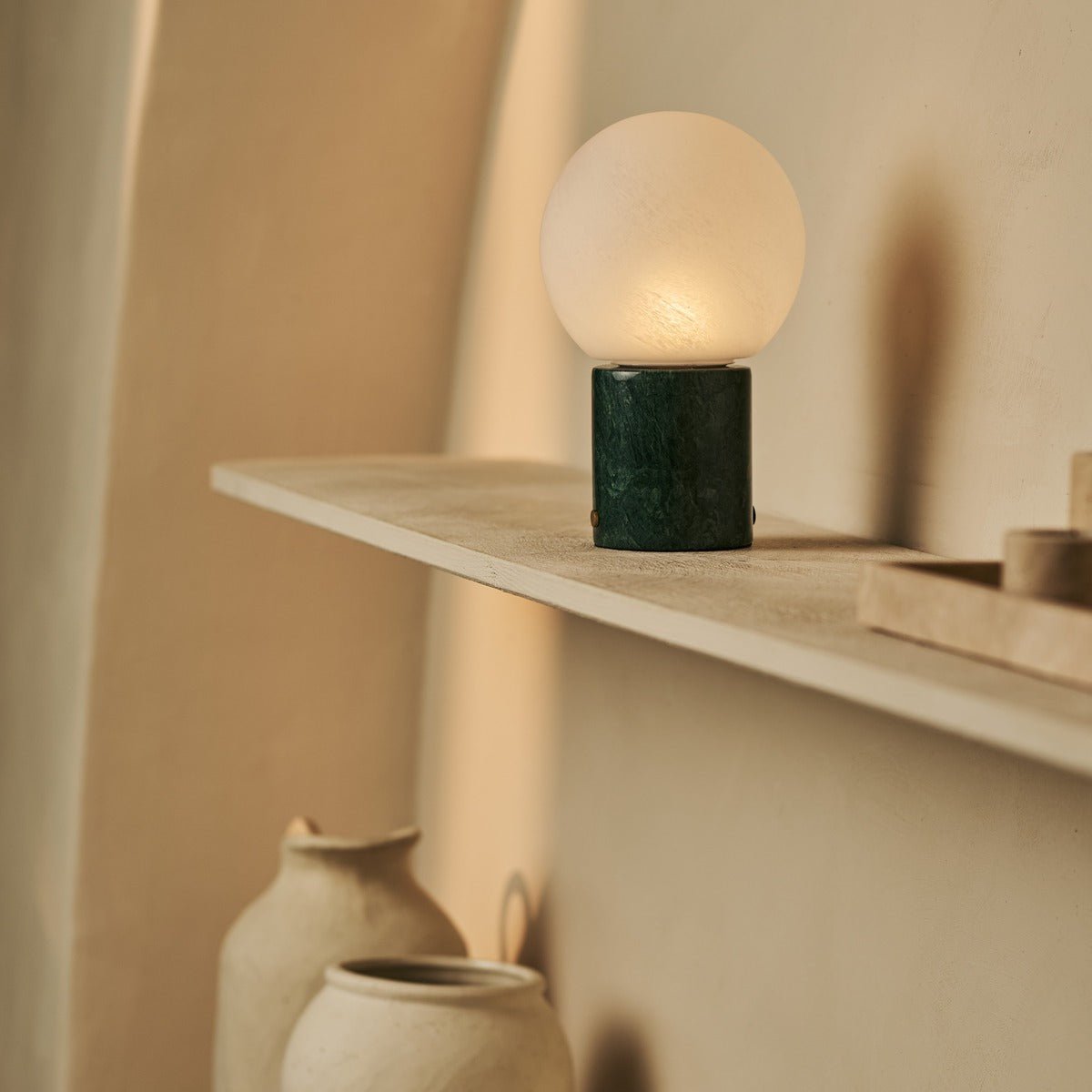 Metsu Green / Verde Alpi - Classic Marmeren oplaadbare tafellamp met 3 lichte kleuren en dimfunctie Tavellio - Amsterdam