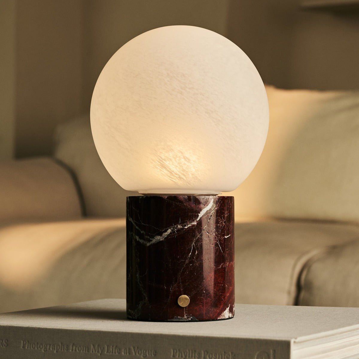 Metsu Red/ Rosso Levanto - Classic Marmeren oplaadbare tafellamp met 3 lichte kleuren en dimfunctie Tavellio - Amsterdam