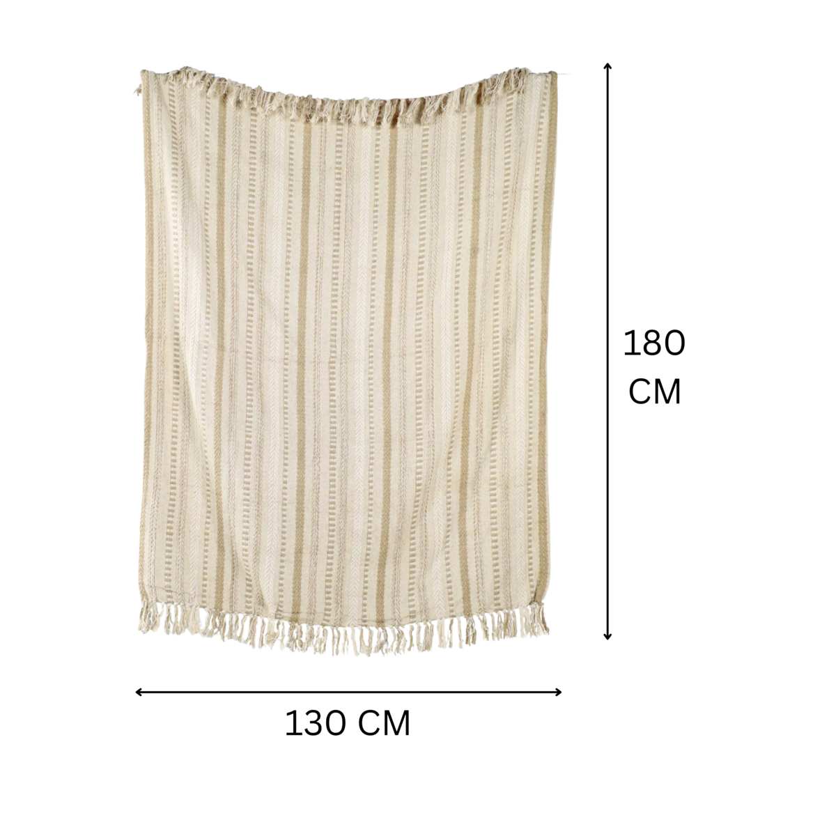 Muted Beige Plaid / Sofa Throw – Textured Pattern with Fringes – 130×150 cm – Urbane Hide Urbane Hide