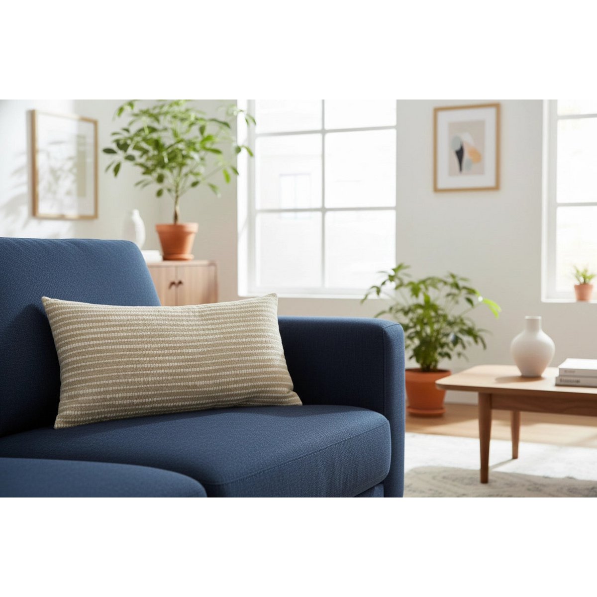 Natural Beige Lumbar Cushion Cover / Kussenhoes – Stripes & Texture – 30x50 cm – Urbane Hide Urbane Hide