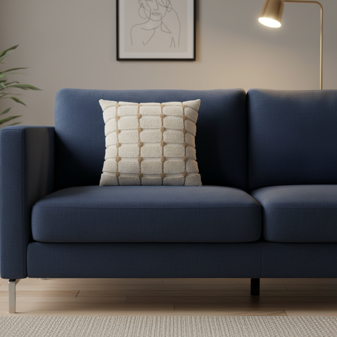 Natural Cream – Cushion Cover / Kussenhoes – Tufted Check Pattern – 45×45 cm – Urbane Hide Urbane Hide