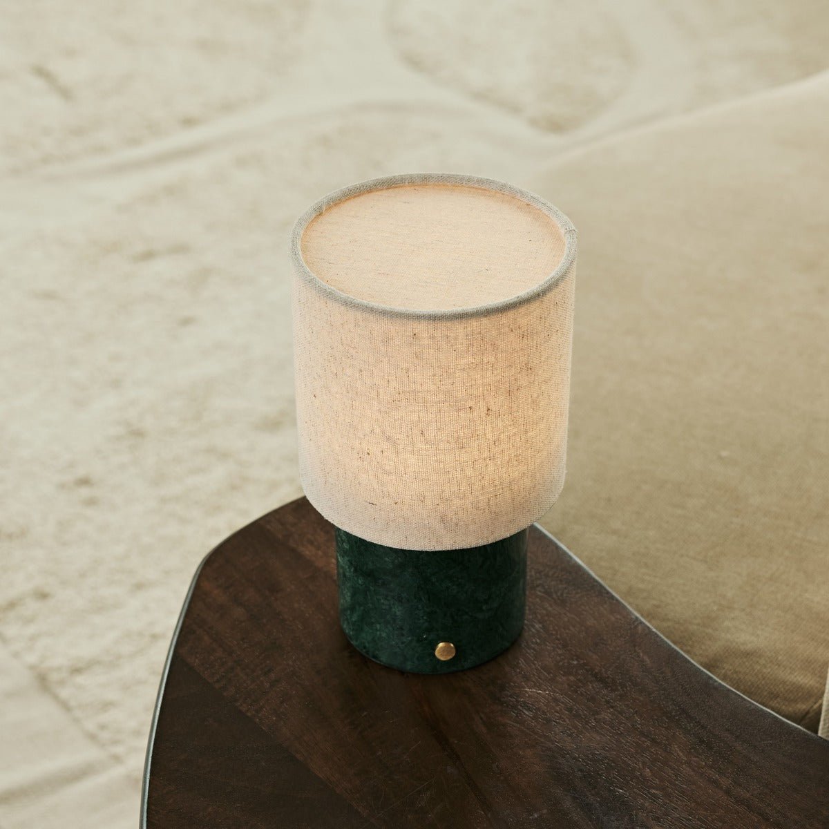 Onoda Green / Verde Alpi - Marmeren oplaadbare tafellamp - met linnen verwisselbare lampenkap en oplaadbaar ontwerp Tavellio - Amsterdam