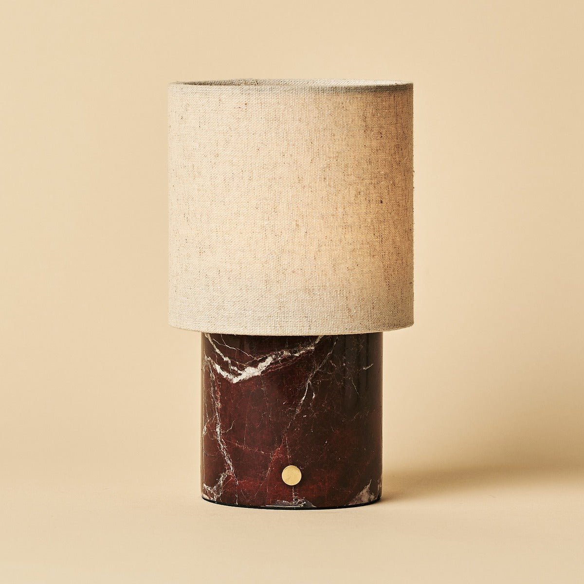 Onoda rood / rosso levanto - marmeren oplaadbare tafellamp - met linnen verwisselbare lampenkap en oplaadbaar ontwerp Tavellio - Amsterdam