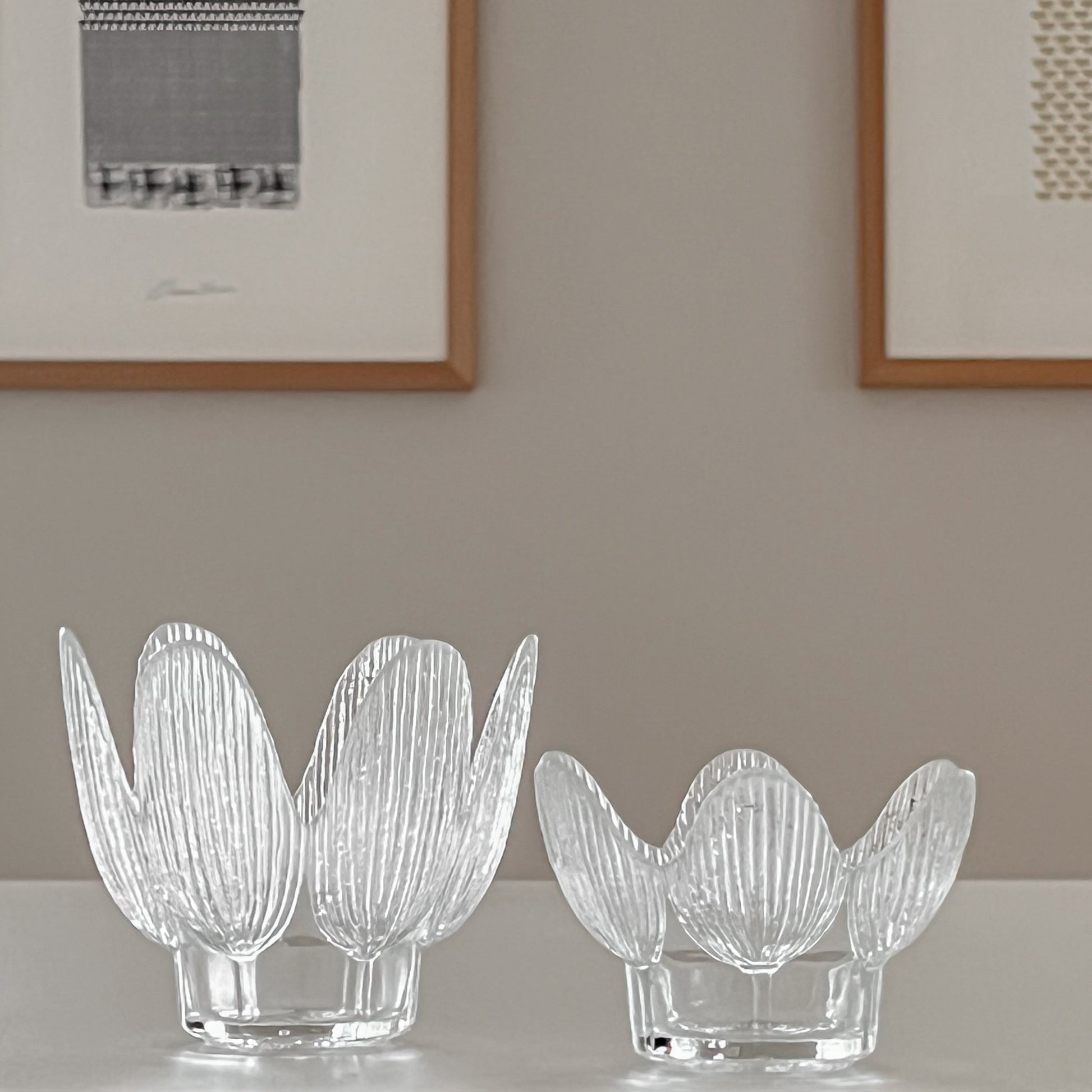 organische lotus kandelaars - glas-kristal - pre-loved Noii Home