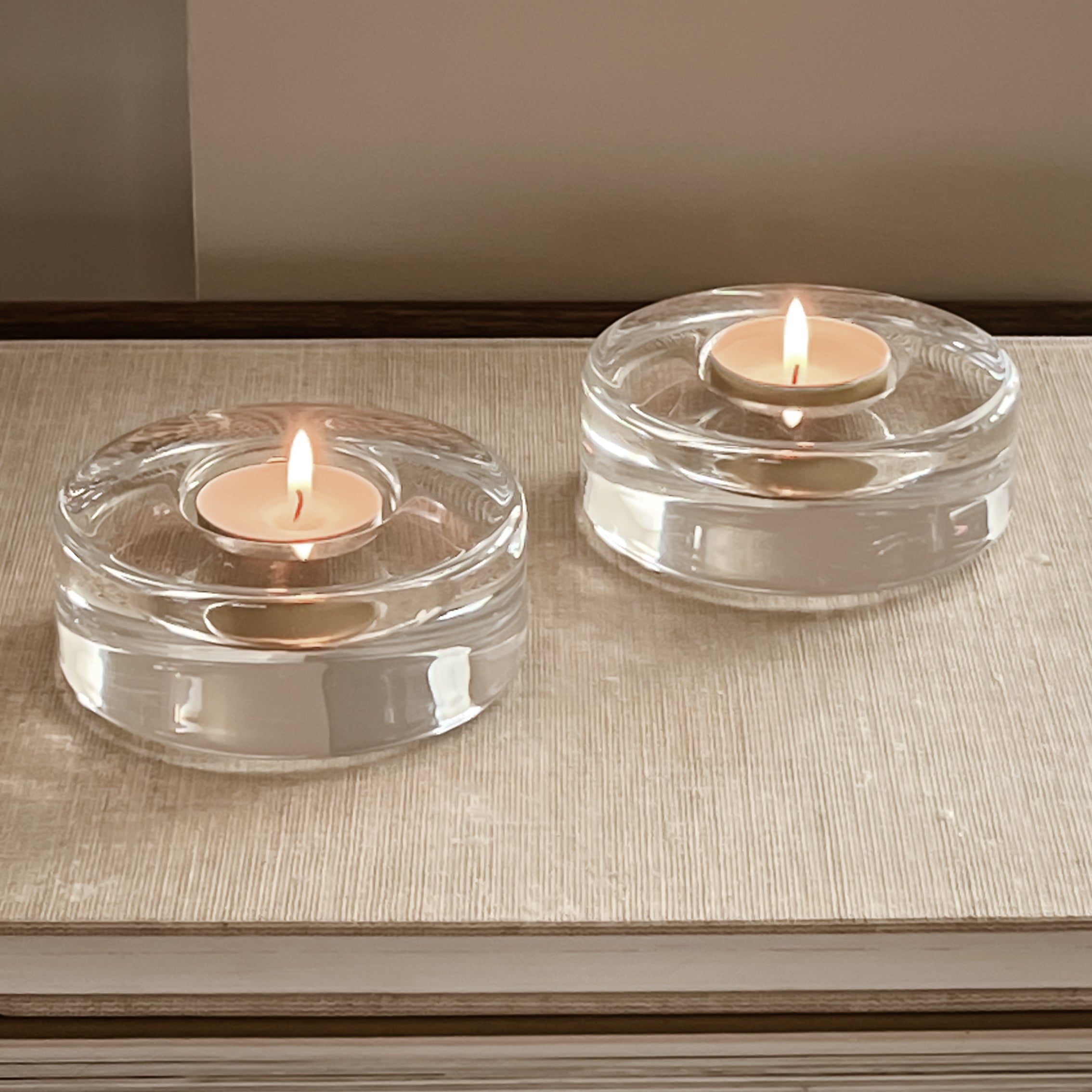 orrefors puck theelichthouders 97 mm – set van 2 - pre-loved Noii HOME