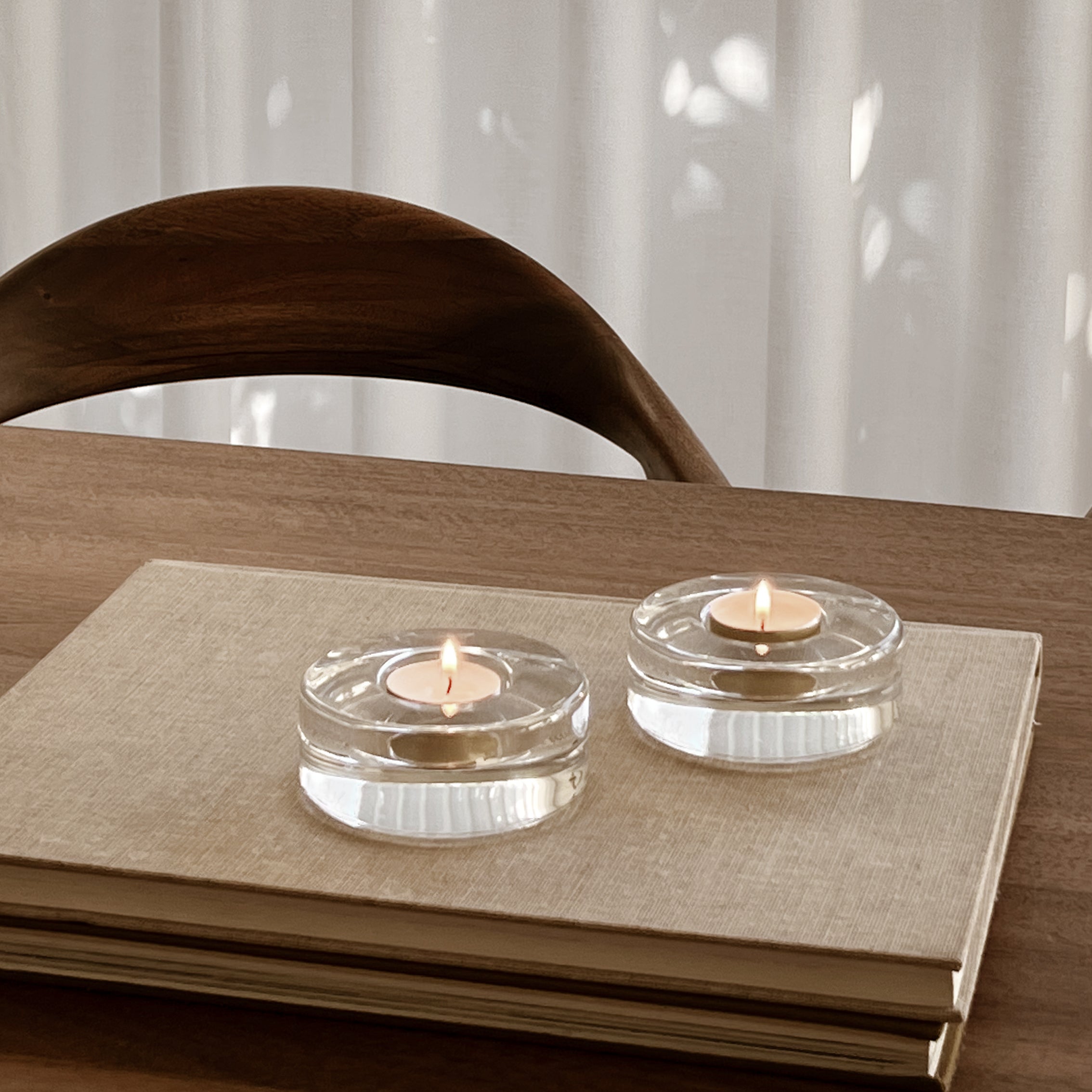 orrefors puck theelichthouders 97 mm – set van 2 - pre-loved Noii HOME