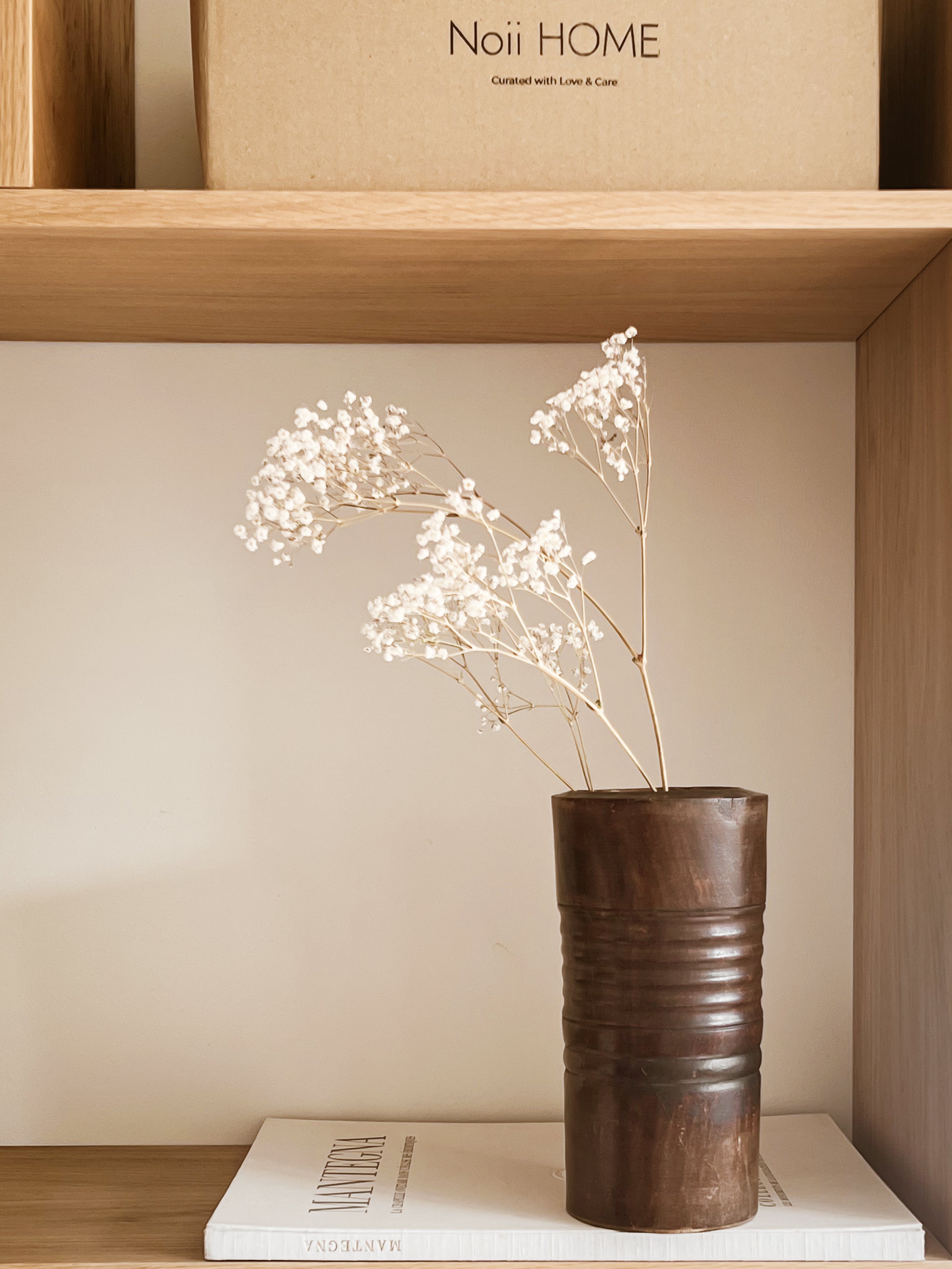 oude houten mortier vaas – massief hout – rustiek - pre-loved Noii HOME