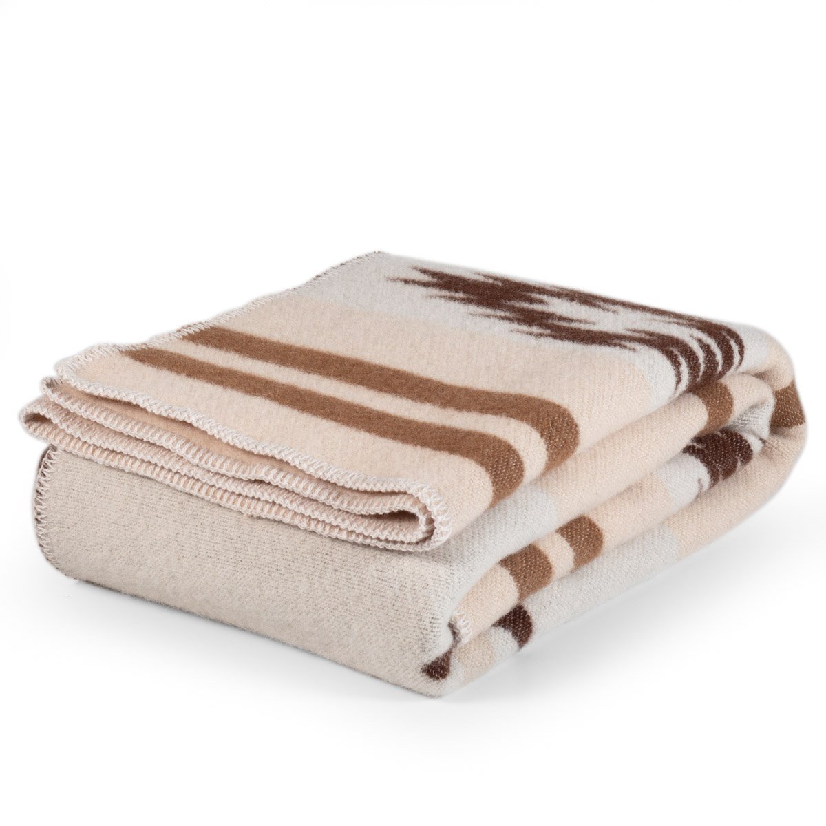 plaid CARPATHIAN - beige met aardetinten - traditioneel patroon - 100% Nieuw-Zeelandse wol MoST Blankets