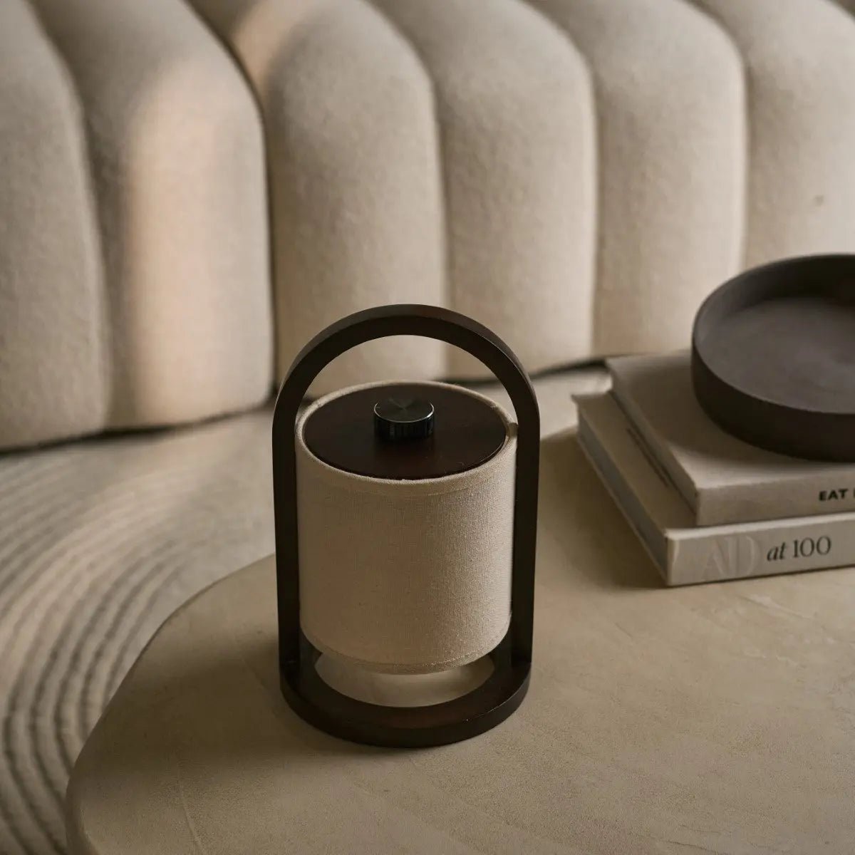River Donkerbruine Draadloze Houten Lamp – Oplaadbaar & Dimbaar Tavellio - Amsterdam