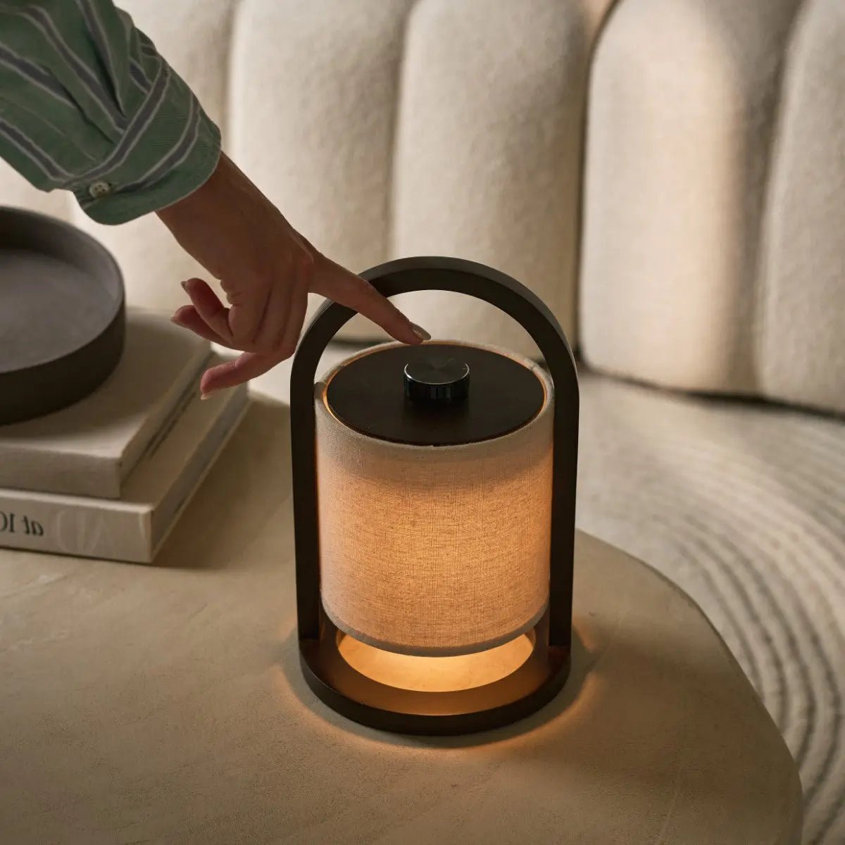 River Donkerbruine Draadloze Houten Lamp – Oplaadbaar & Dimbaar Tavellio - Amsterdam