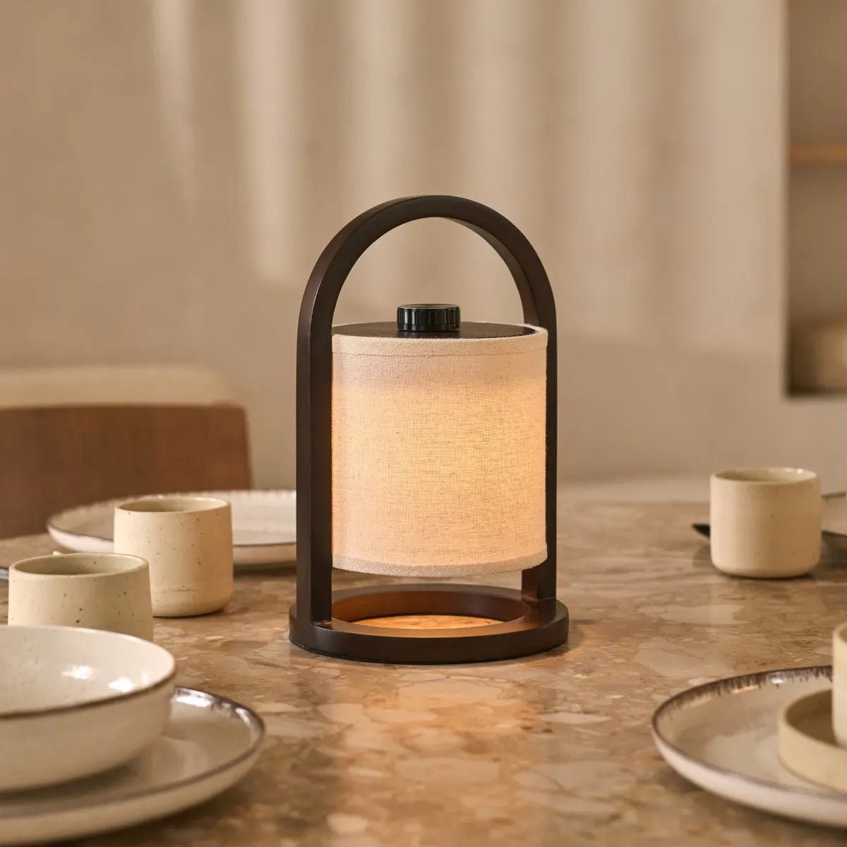 River Donkerbruine Draadloze Houten Lamp – Oplaadbaar & Dimbaar Tavellio - Amsterdam