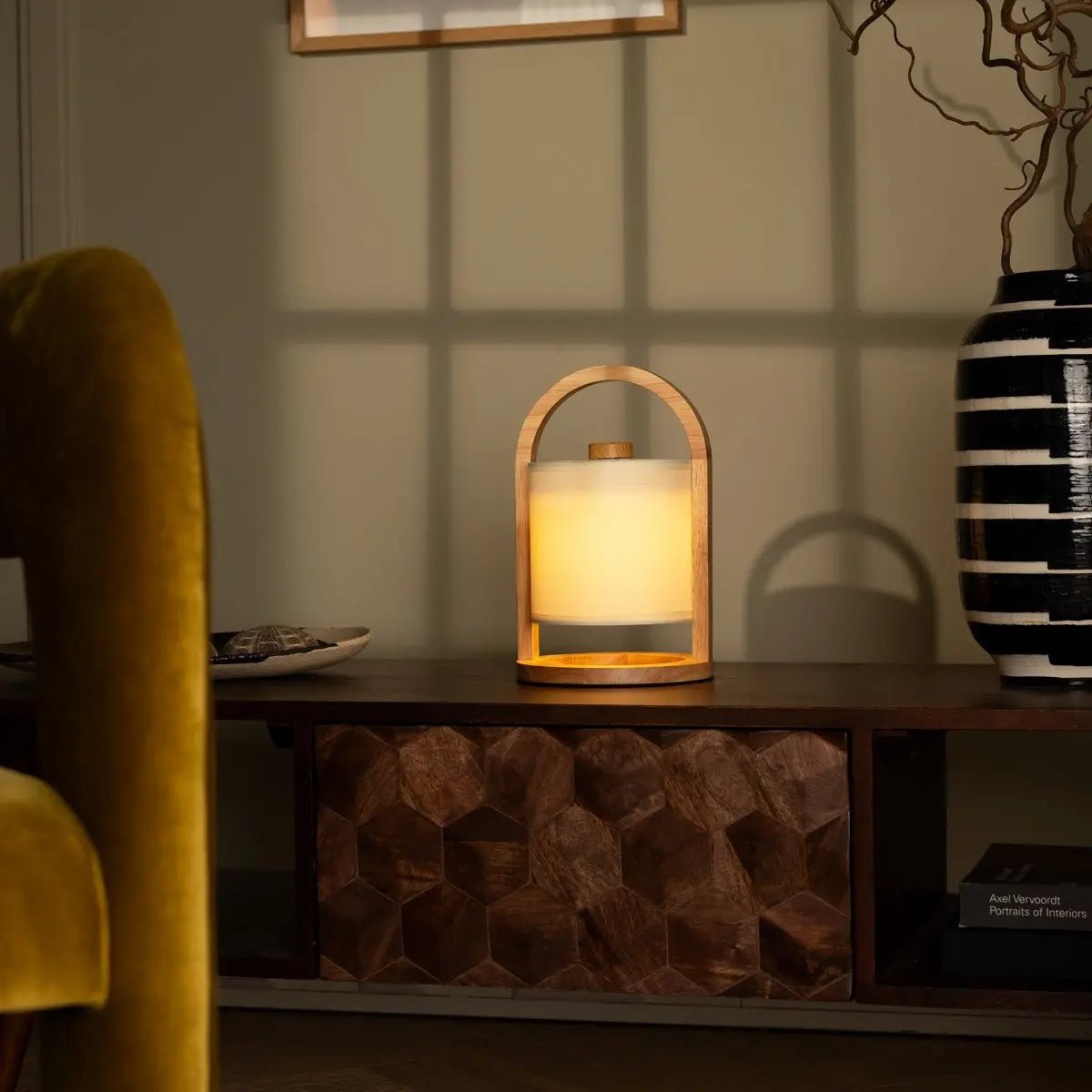 River Light Bruine Houten Oplaadbare Lamp – Dimbaar & Snoerloos Licht Tavellio - Amsterdam