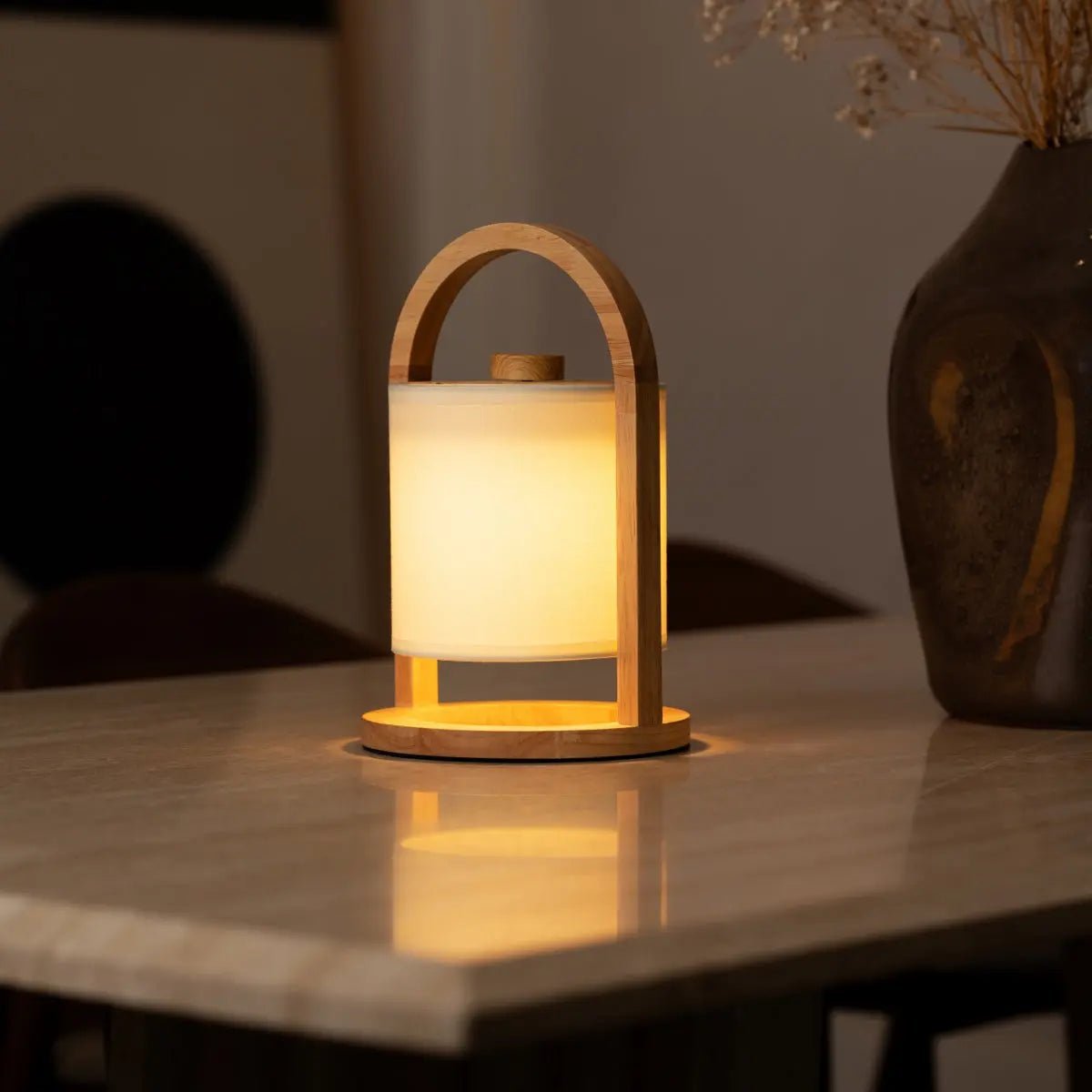 River Light Bruine Houten Oplaadbare Lamp – Dimbaar & Snoerloos Licht Tavellio - Amsterdam