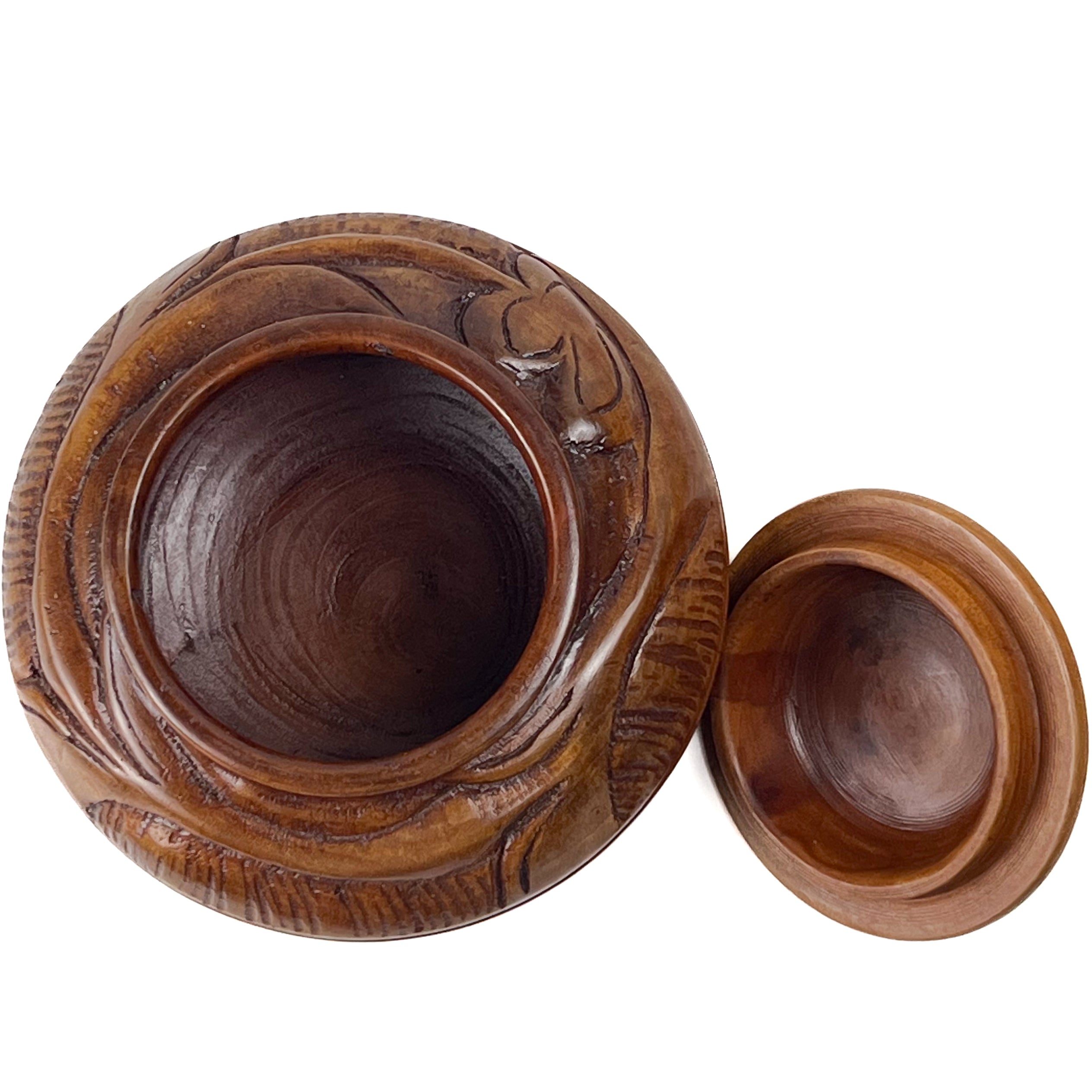 rond houten sierdoosje met deksel – handgesneden – pre-loved Noii HOME