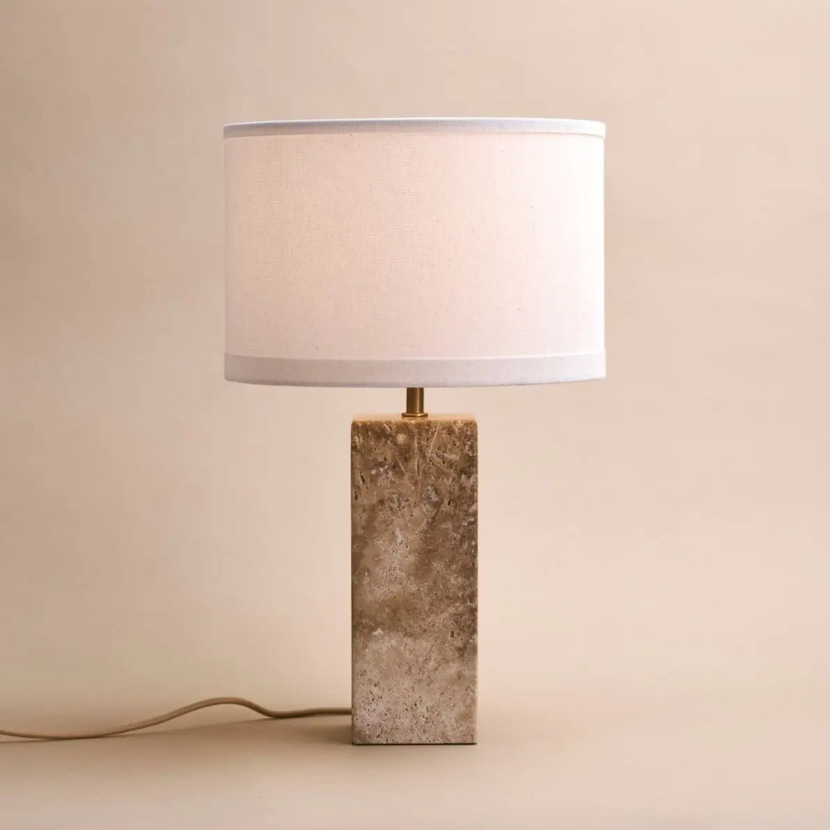 Rosie travertijnlamp – elegante natuursteen met katoenen kap Tavellio - Amsterdam