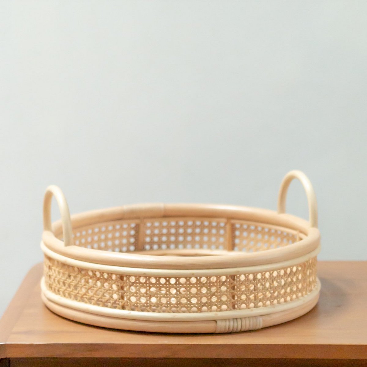 Rotan Dienblad | Rond Dienblad NEIRA Handgemaakt Beige Decoratief Dienblad Ø40 cm Soeji