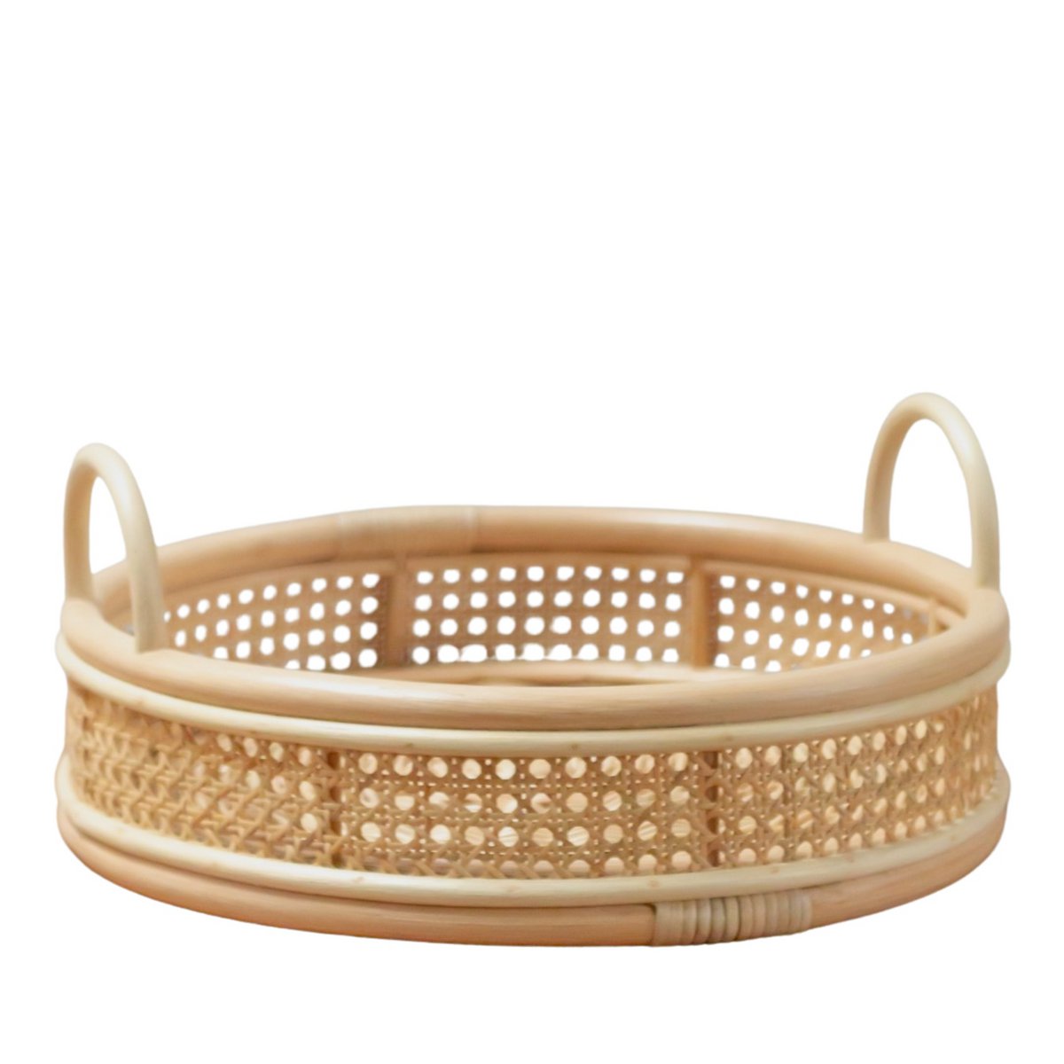 Rotan Dienblad | Rond Dienblad NEIRA Handgemaakt Beige Decoratief Dienblad Ø40 cm Soeji
