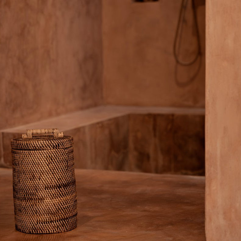 Rotan opbergmand smal & hoog – natuurlijk bruin Bazar Bizar Living