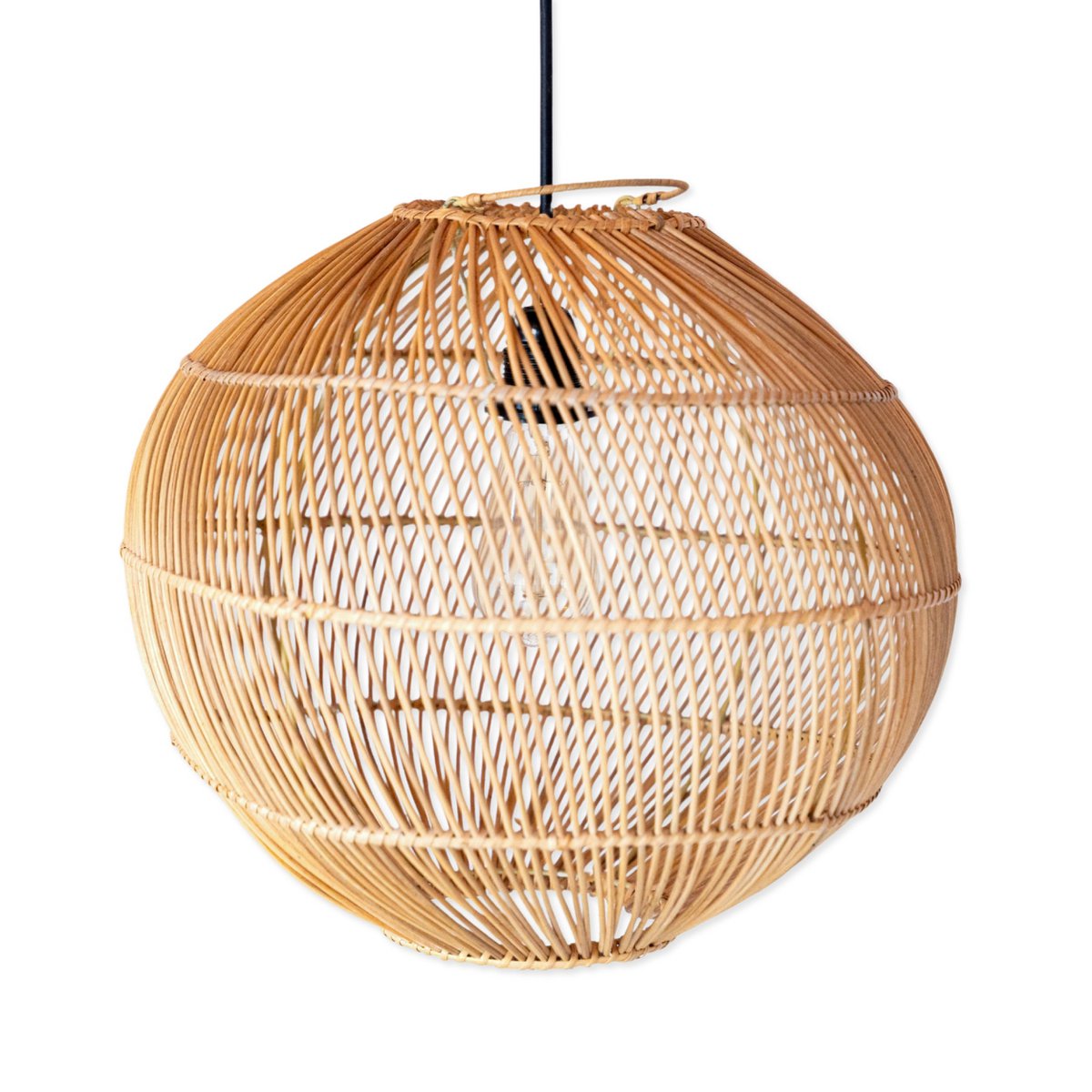 Round Rattan Lampshade - Boho hanglamp Modern - Handgemaakte plafondlamp - Sferische natuurlijke hanglamp (Ø 40/50 cm) Kencana Soeji