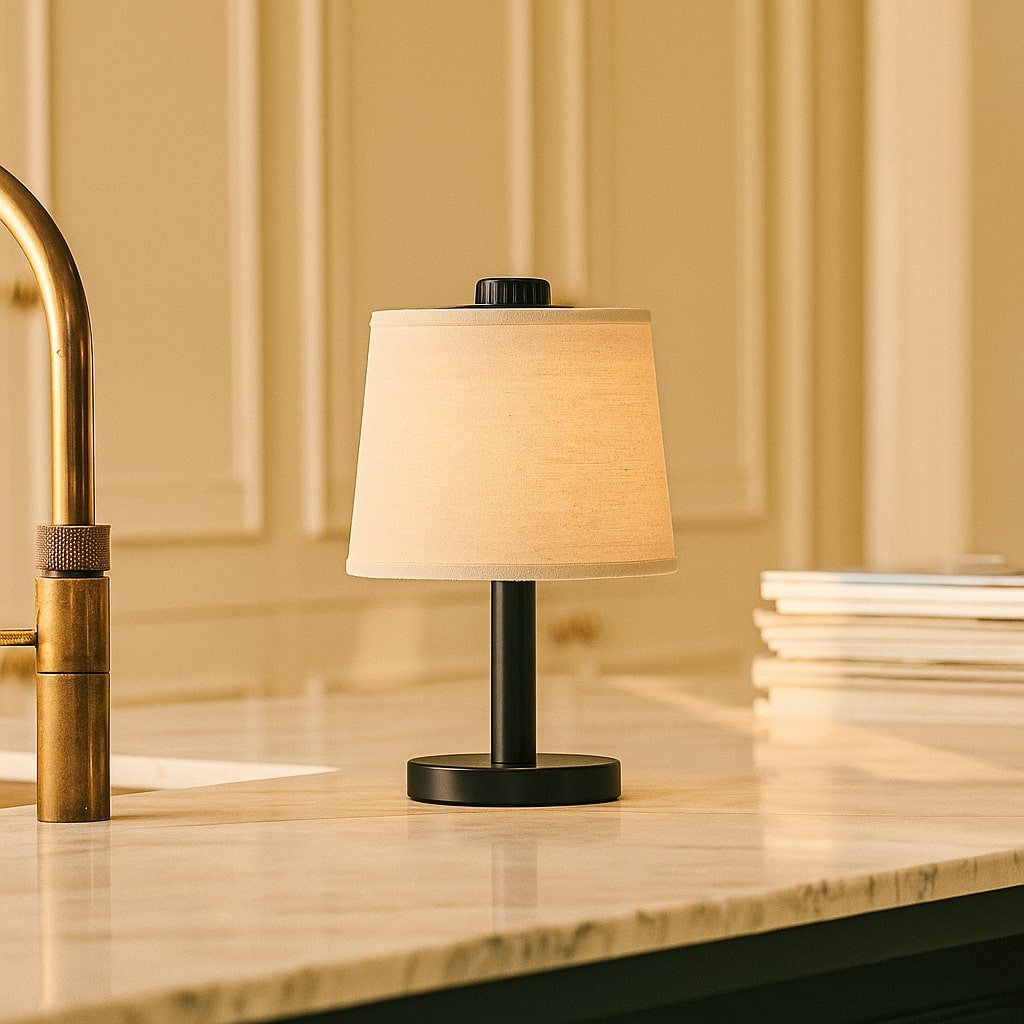 Rover zwarte houten lamp - oplaadbare, draadloze en dimbare schaduw Tavellio - Amsterdam