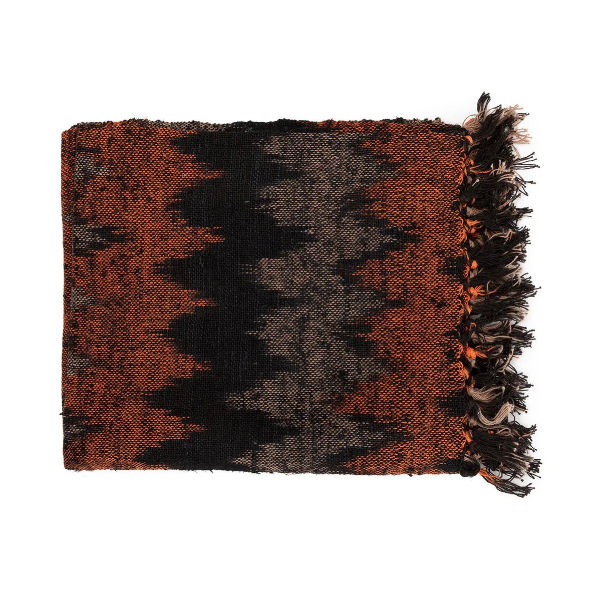 s'il vous Plaid - handgeweven katoenen plaid Zwart-Oranje - 170x130 - Bazar Bizar Bazar Bizar