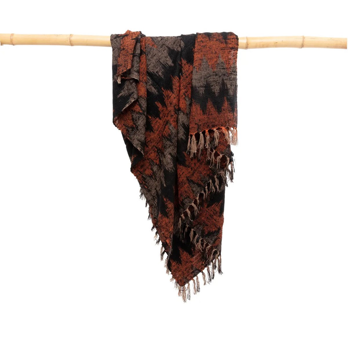 s'il vous Plaid - handgeweven katoenen plaid Zwart-Oranje - 170x130 - Bazar Bizar Bazar Bizar