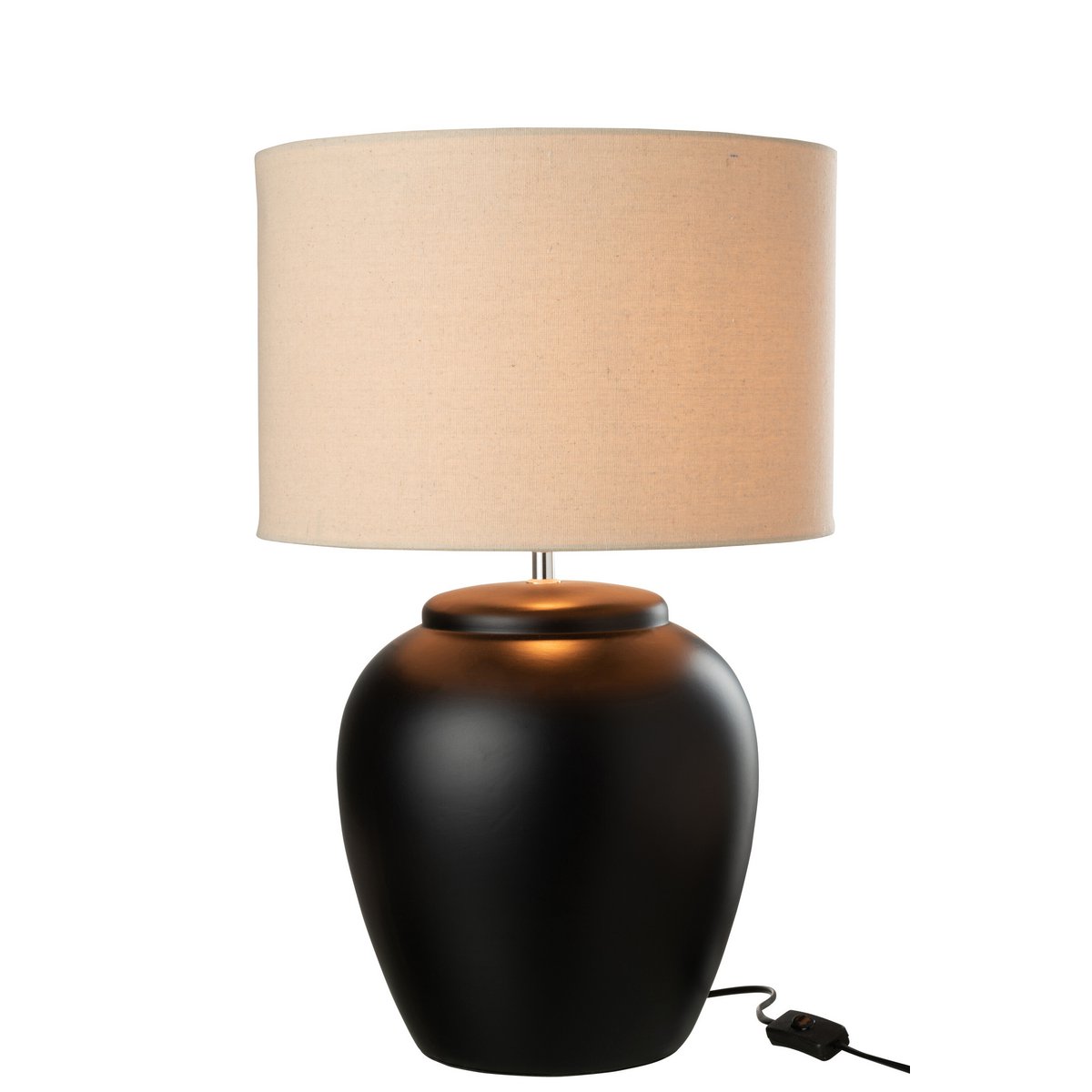 schemerlamp Meli - zwart keramieken voet - beige linnen kap - large - J-Line J-Line