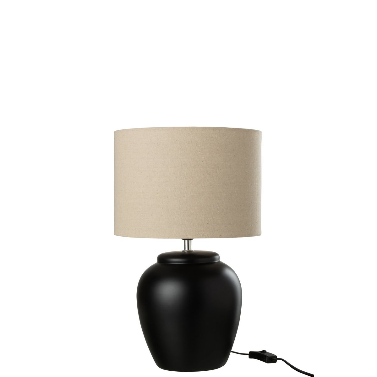 schemerlamp Meli - zwart keramieken voet - beige linnen kap - small - J-Line J-Line