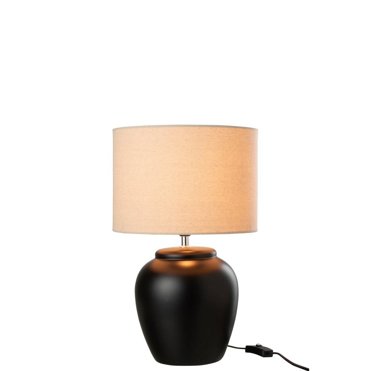 schemerlamp Meli - zwart keramieken voet - beige linnen kap - small - J-Line J-Line